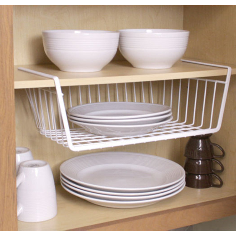 Panier sous tablette en acier enduit de vinyle, H 5,75 po x l 16,5 po x P 10,25 po