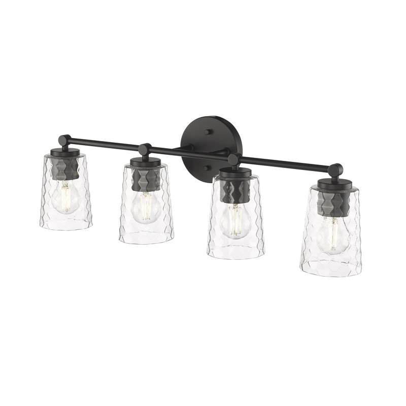 Luminaire de salle de bain à 4 lumières à intensité variable avec verre en nid d'abeille Beneccio