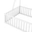 Structure de lit grande taille avec clôture de sécurité, lit de sol en métal avec bureau et tablettes de rangement, maisonnette pour enfants,-15241055-15241049