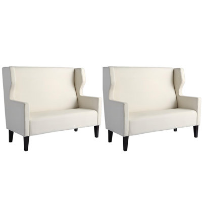 Faux Leather White Upholstered Bench set of 2 by A UNIQUE LIGHT, LLC