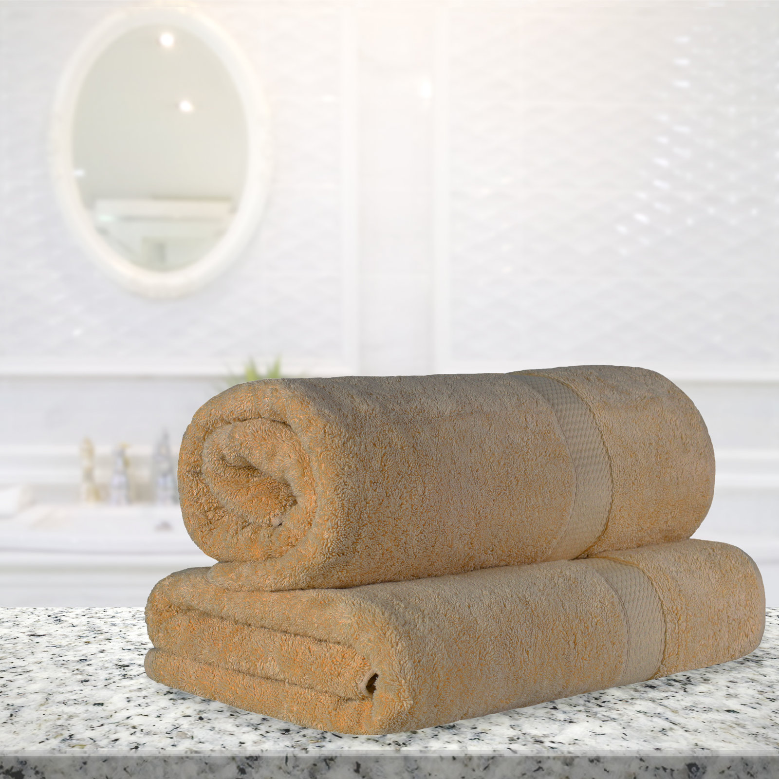 Renata 2-Piece Egyptian Cotton Bath Sheet Set, Toast