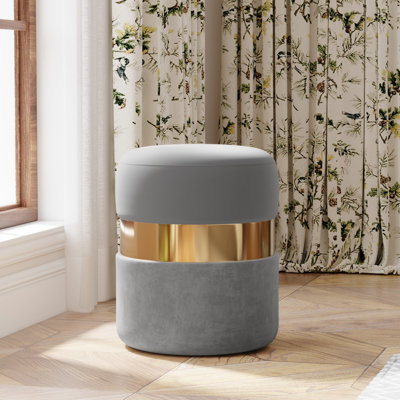 Piana Joselito 15'' Wide Velvet Round Ottoman