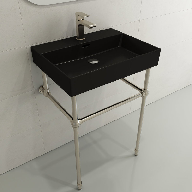 Milano 23.82'' L Bathroom Sink, Matte Black, Single-Hole