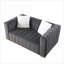 Canapés-lits | Causeuse Chesterfield moderne en velours gris pour petit salon et appartement | Gris | Velours