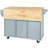 Kitchen Cart With 5 Smooth Wheels & Drop Counter, Grey Blue Storage Wheels, Countertop, For Functional-1932685767-1932685784