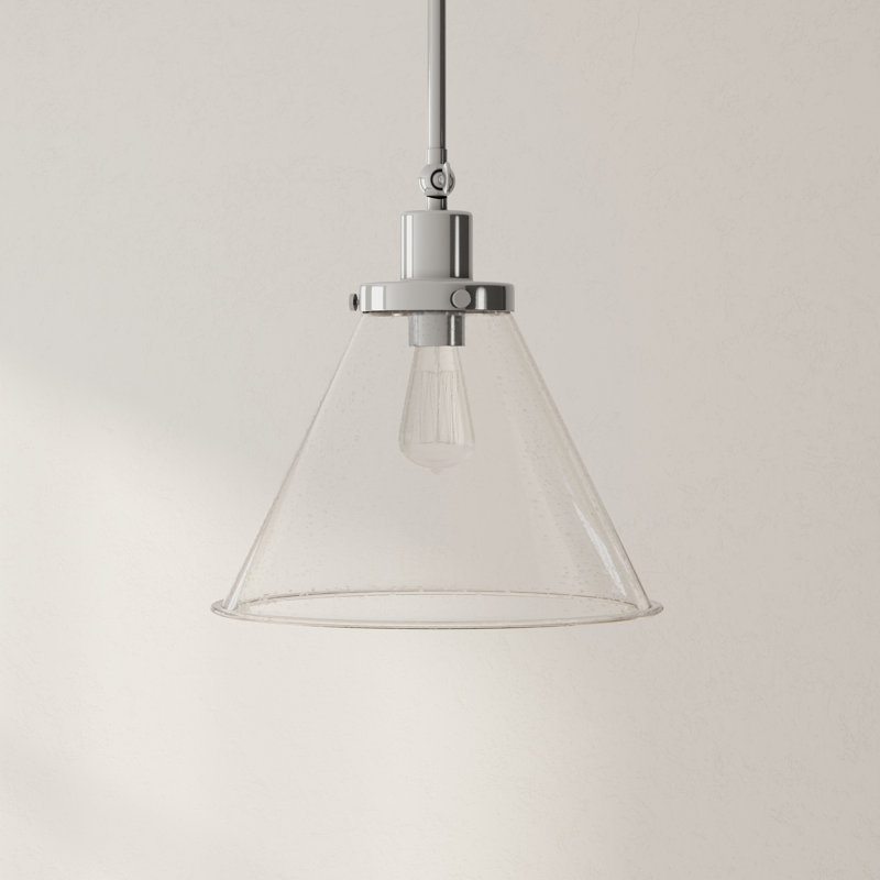 Luminaire suspendu conique 1 lumière, Nickel brossé