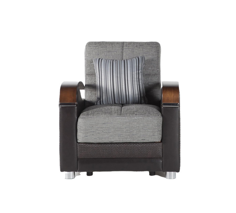 Fauteuil Damantnik Fulya brun, Tissu chenille gris