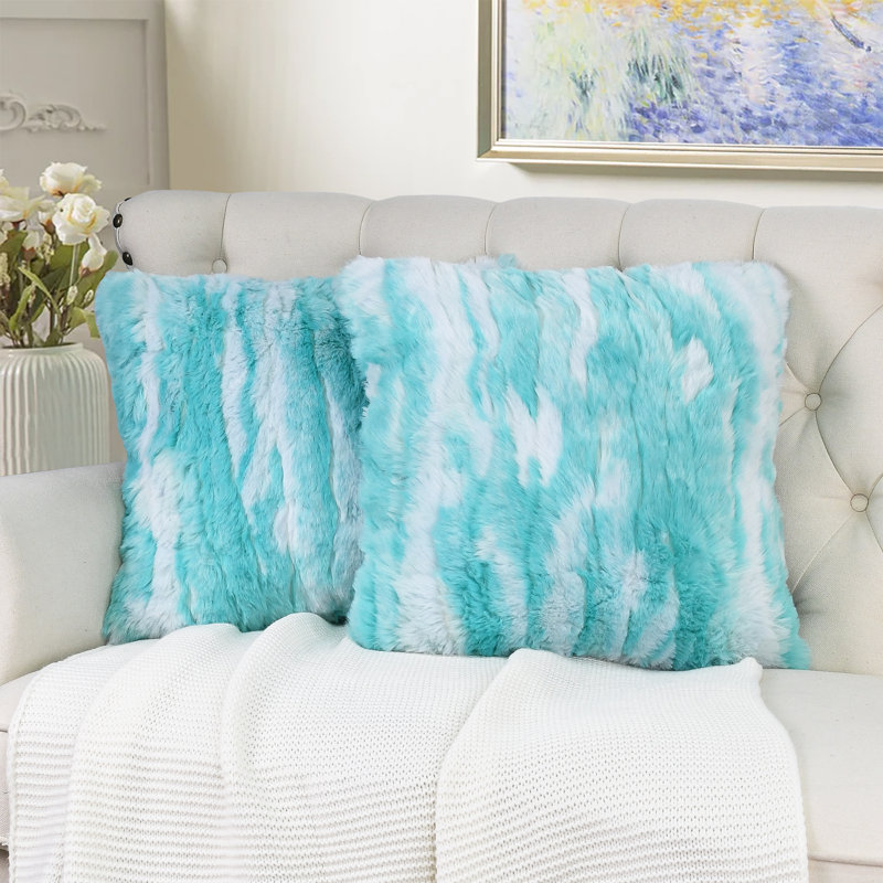 Jacquard Square Pillow Cover, Blue Turquoise, 26" x 26"