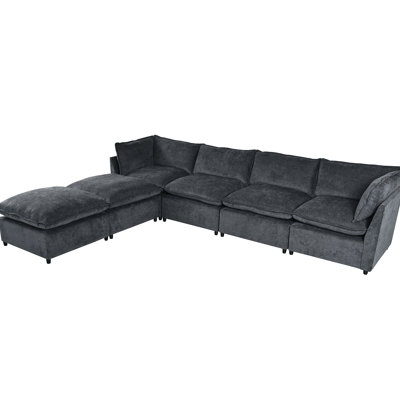 U-style Sectional Couch, Fabric, Modular Flexibility, Elegant For Living Space With Enlarged Space, Removable Cushions, Stylish Appearance, , Solid Wood Backbone