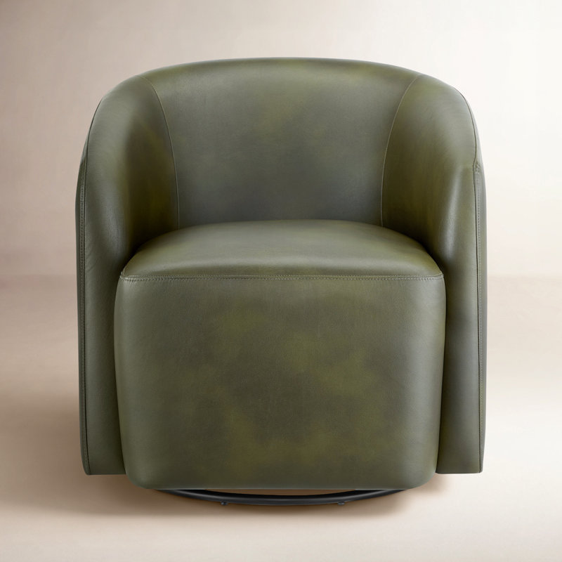 Fauteuil demi-tonneau Armino, Similicuir vert fougère