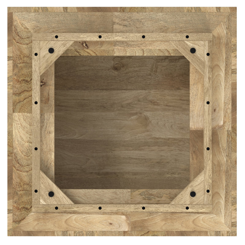 Natural Mango Wood Square Coffee Table with Streamlined Silhouette