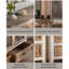 Blanc + bois massif brun + vitrines en verre