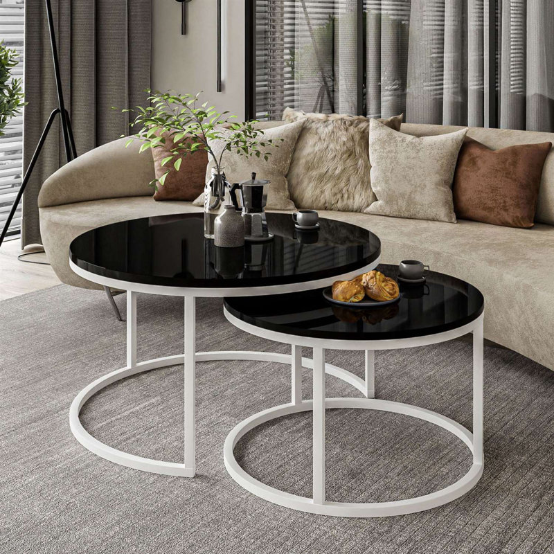 Alford Coffee Table, White/Black High Gloss