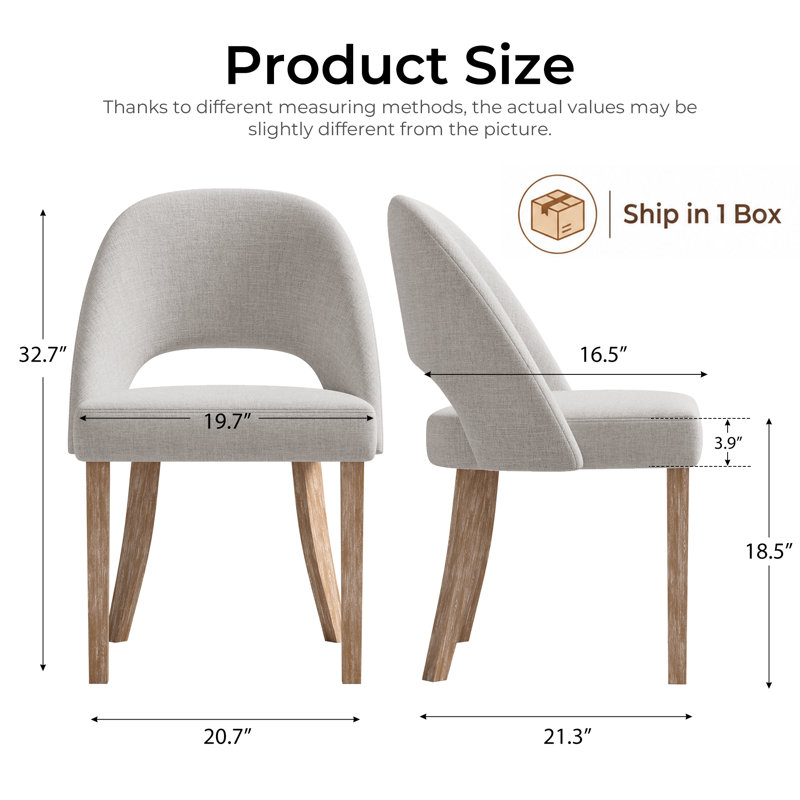 Engstrom Upholstered Dining Chairs, Modern Dining Room Kitchen Side Chair With Padded Seat & Wood Legs, Gray, Gray