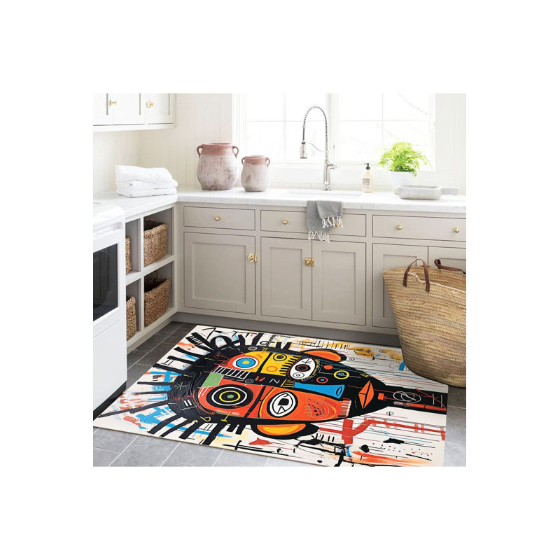 Tapis décoratif multicolore lavable à la machine Sun