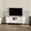 Meuble télé avec rangement, table télé pour téléviseur de 50 po ou moins, blanc