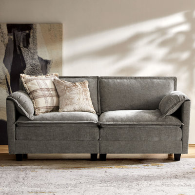 Herrick 74"W Modern Elephant Ear-Shaped Armrests Sofa