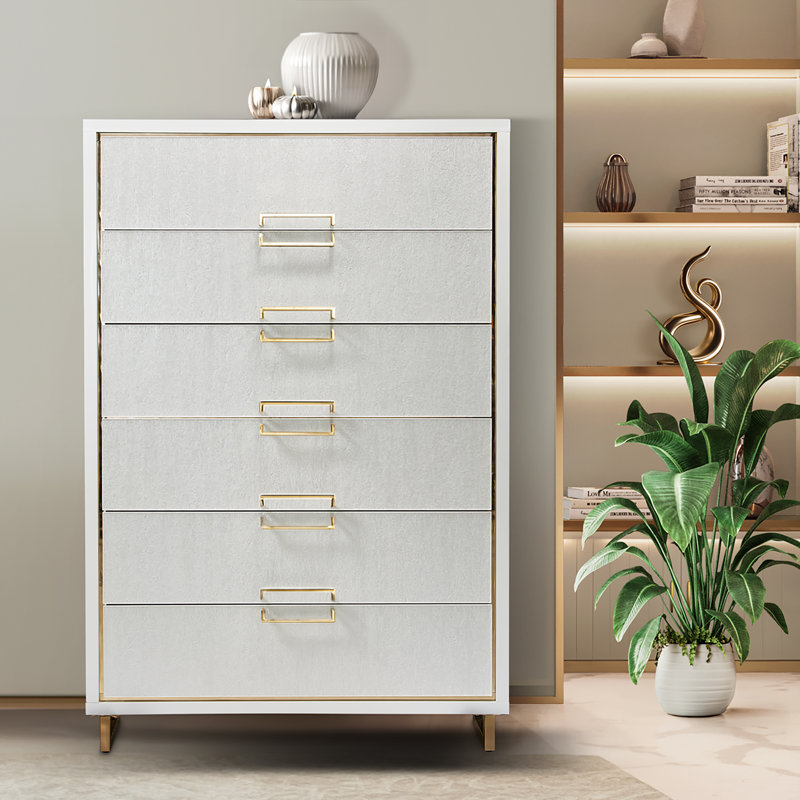 Commode 6 tiroirs Palm Gate - Blanc nuage