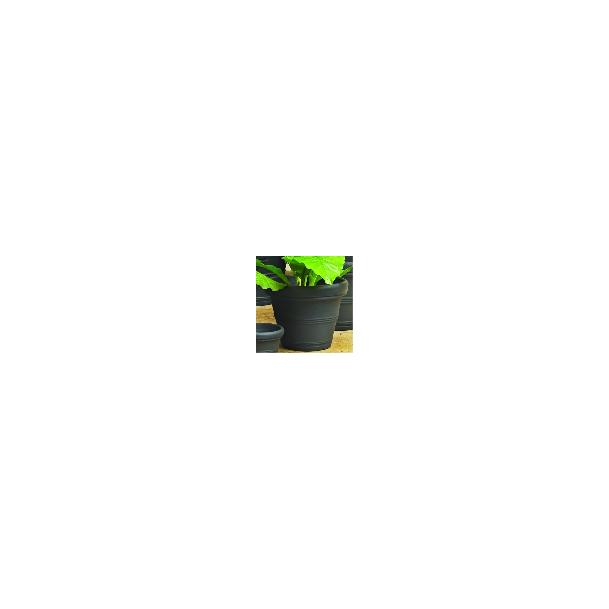 Lanesborough Resin Pot Planter, Caviar Black, 10.75" H x 13.5" W x 13.5" D