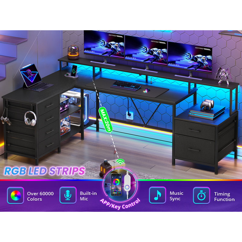 Remola L-Shaped Computer Desk, Black