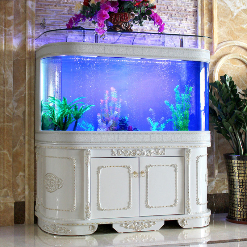 Aquarium luxueux courbé blanc Elegance Eco, 147 gallons (H 63 po x l 55,1 po x P 19,6 po)
