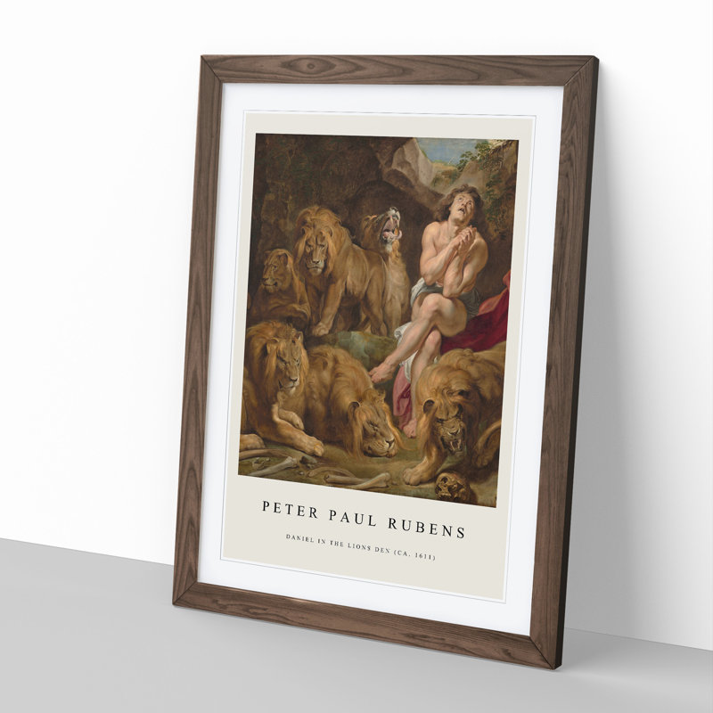 Daniel In The Lions' Den by Peter Paul Rubens - Single Picture Frame Print, Walnut Framed, 48cm H x 36cm W x 2cm D
