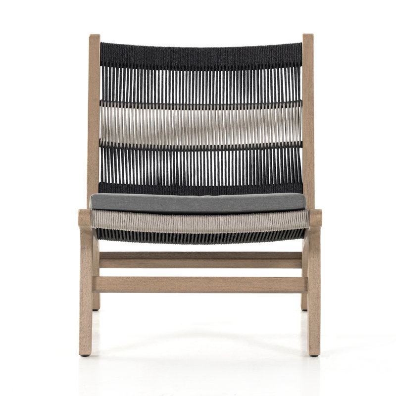 Julian Outdoor Teak Lounge Chair, Brown, Venao Charcoal Performance