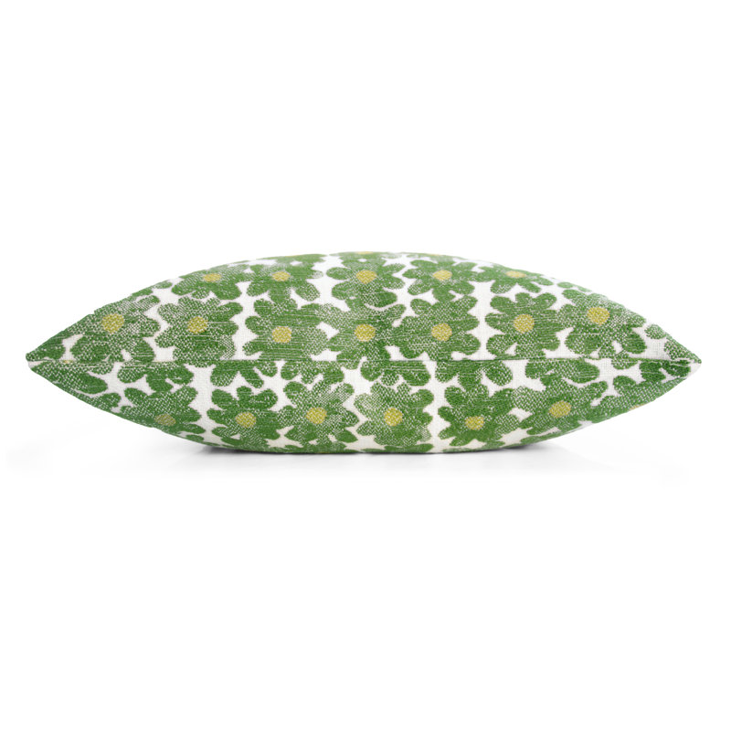 Daisy Performance Square Pillow Cover & Insert, Avocado, Square 18"