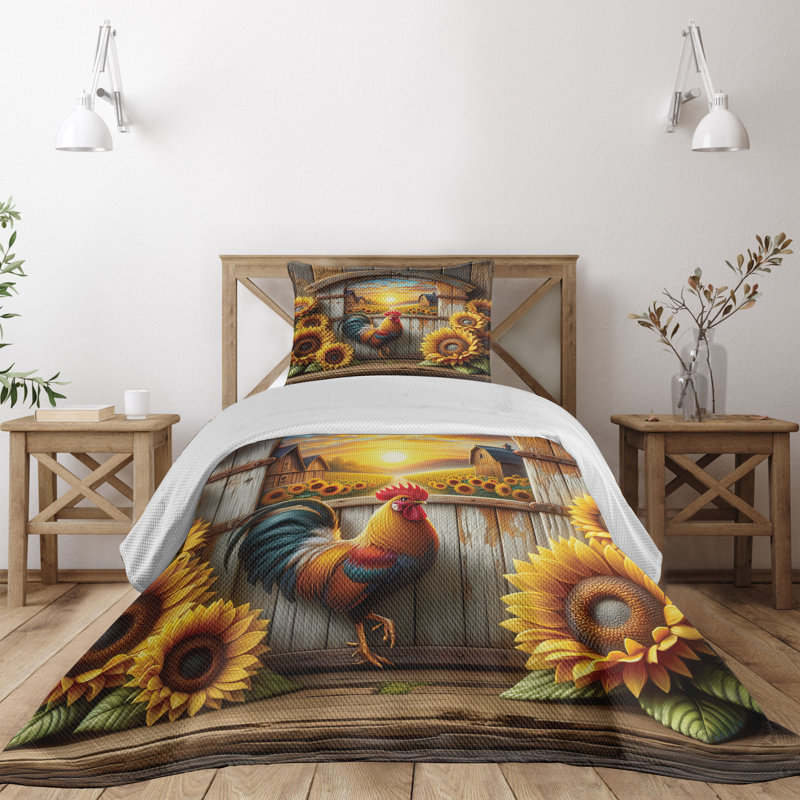Polyester Floral Coverlet, Twin Coverlet + 1 Standard Shams