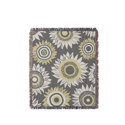 Frannie Sunflowers  Cotton Throw Blanket
