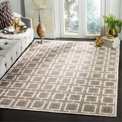 Renda Geometric Hand-Knotted Grey Area Rug