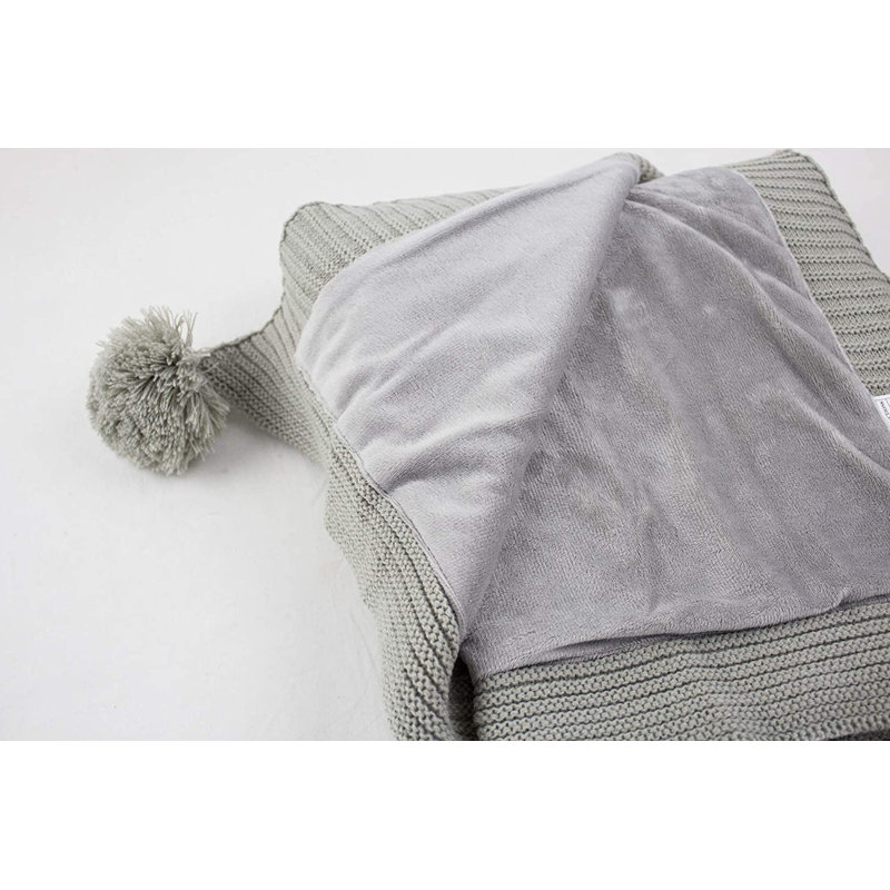 Cable Knit Throw Blanket, Gray