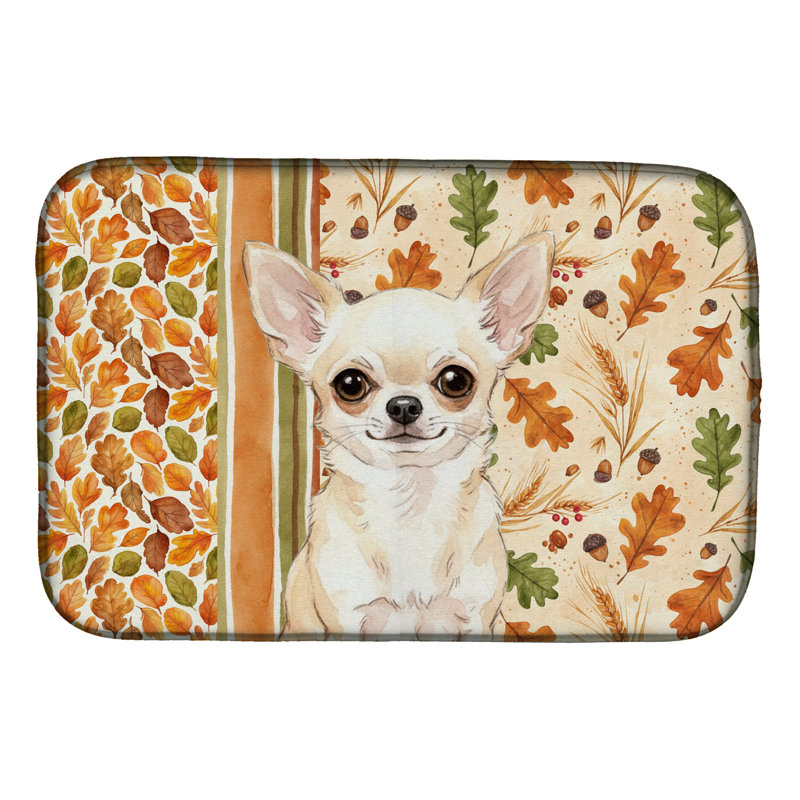 Cream Chihuahua Heirloom Fall Dish Drying Mat