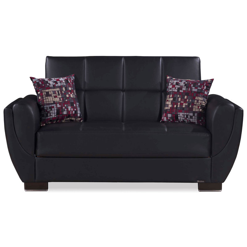 Causeuse convertible rembourrée avec rangement, causeuse pour studio, dortoir, salon, Noir