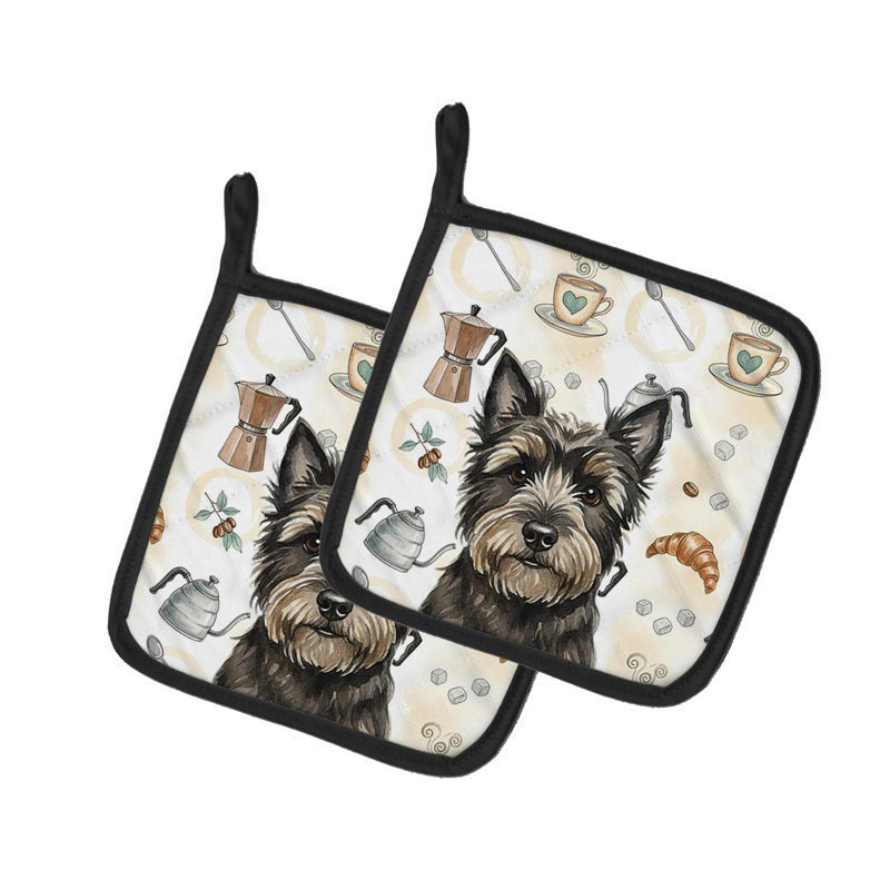 Paire de cafetières noires Cairn Terrier