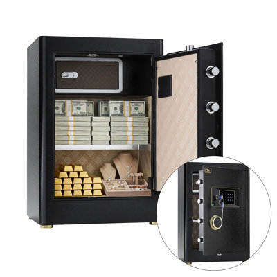 Tigerking 2.05 Cu. ft. Heavy Duty Safe Box with Digital Touchscreen Lock and Adjustable Shelves, Black