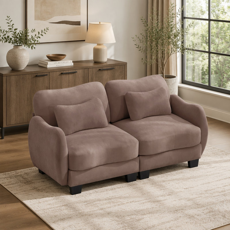 Canapé de soutien en chenille avec coussin de taille délicate, conception courbée, base et accoudoirs ergonomiques, coussin de soutien doux, assemblage facile pour le salon et la chambre à coucher