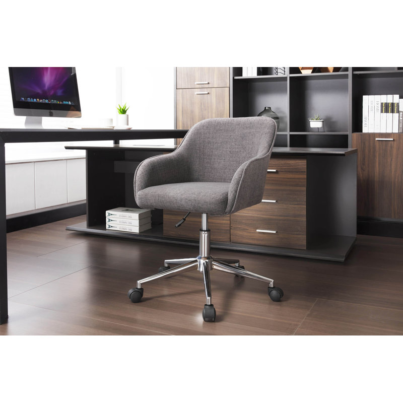 Amboy Fabric Office Chair with Chrome Base, Grey