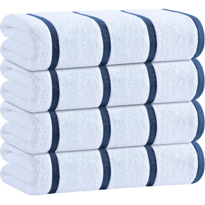 Set of 4 Oversized 30"x60" Cotton Beach Towels – Luxuriously Soft, Highly Absorbent, Quick Dry, Fade Resistant for Pool, Spa & Travel