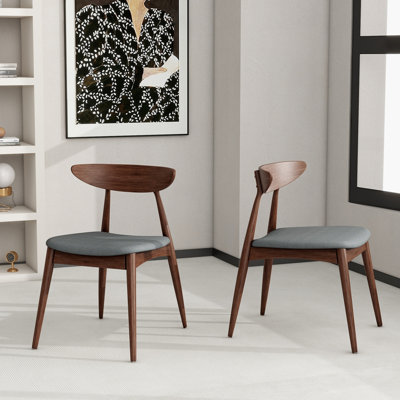 Ensemble de 2 chaises rétro en bois d'hévéa avec dossier ergonomique et coussins moelleux