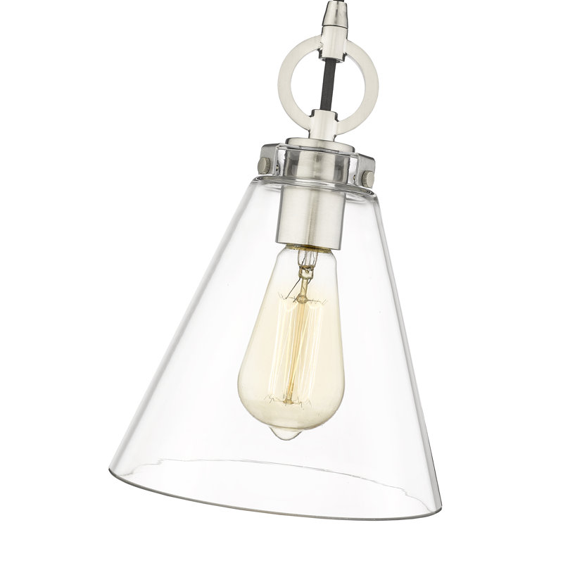 Luminaire suspendu 1 lumière Pays de Galles, Nickel brossé, H 121,5 po x l 8 po x P 8 po