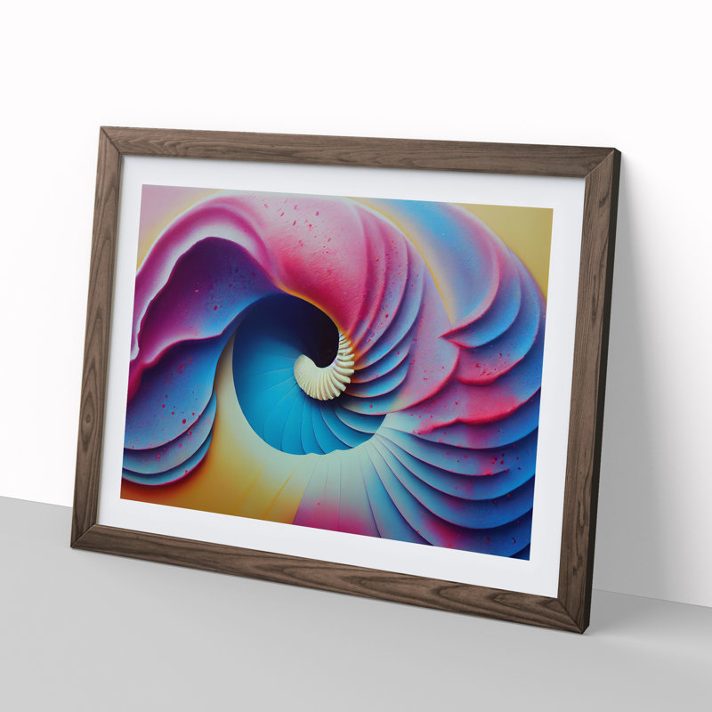 XH1022-7643X Seashell Vol.3 Abstract - Single Picture Frame Print, 46cm H x 64cm W x 2cm D, Walnut 