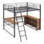 Lit mezzanine en métal avec 3 couches de tablettes et bureau en L-622432454-622432449