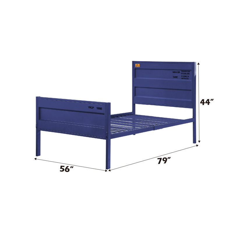 Lit à finition bleue Cargo, Bleu, Lit double