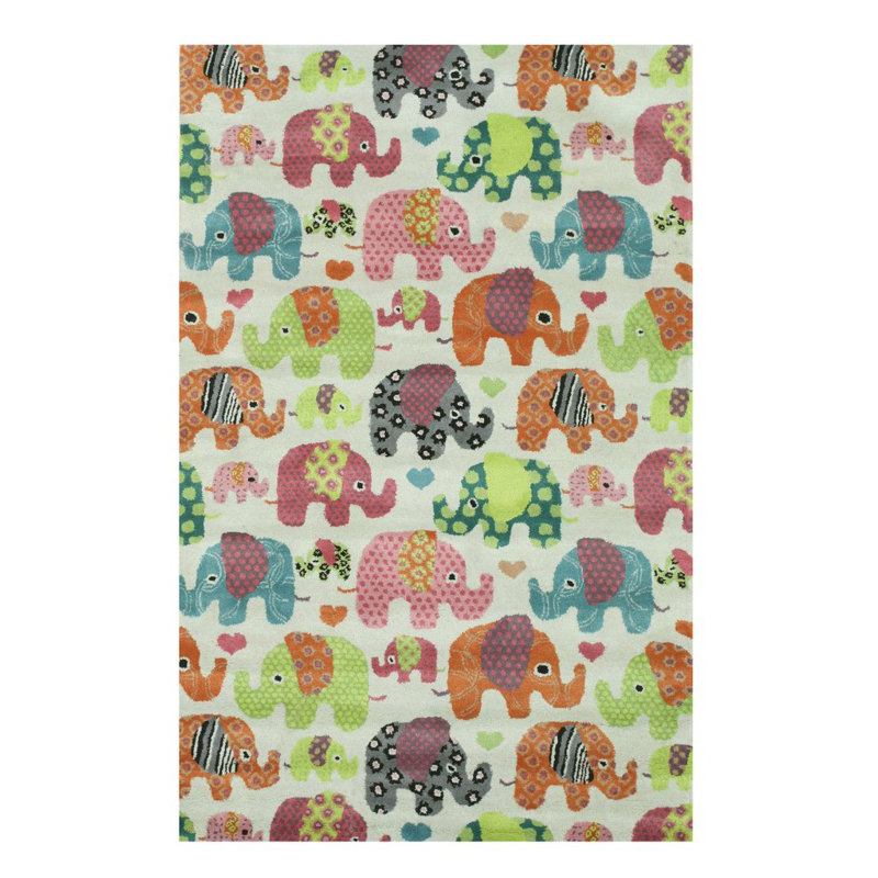 Tapis ivoire en laine touffeté à la main Purant, Rectangle 7 pi 9 po x 9 pi 9 po