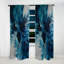 Bleu sarcelle et noir aqueux Whimsy I - Rideau abstrait occultant moderne - 1 panneau-107809295
