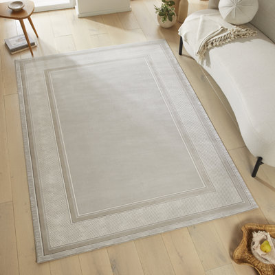 Abstract Grey Beige Area Rug