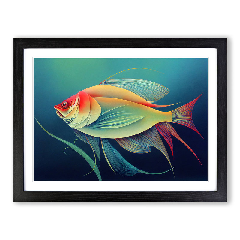 Fish Portrait Vol.3 1 Piece Single Picture Frame Wall Art, 34cm H x 46cm W x 2cm D, Black Framed