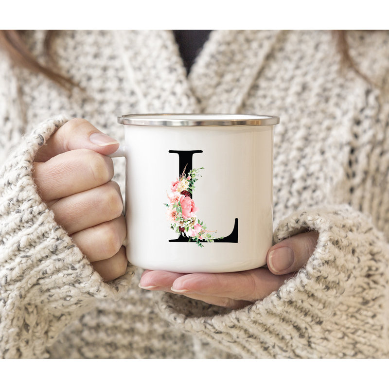 Handmade Stainless Steel Porcelain Camping Mug Teacup and Saucer, L