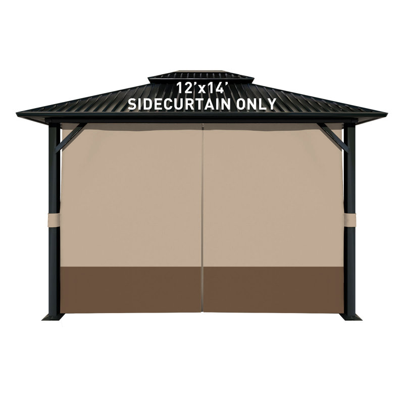 Aoodor Replacement 4-Panel Gazebo Sidewall Curtains, Sand Yellow and Brown, 82.7" H x 144" W x 168" D